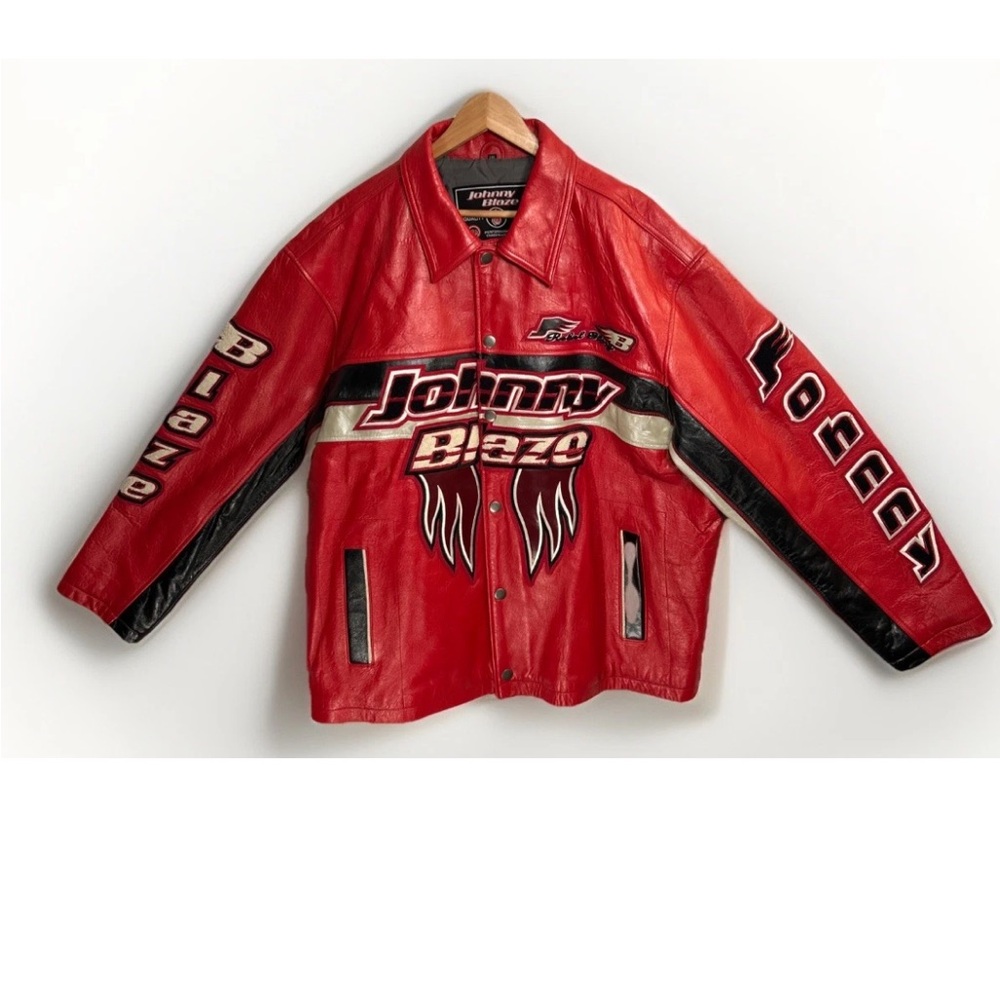 Vintage 90s Johnny Blaze Leather Bomber Hip Hop Jacket Wu Tang Mens SZ XXL Rare